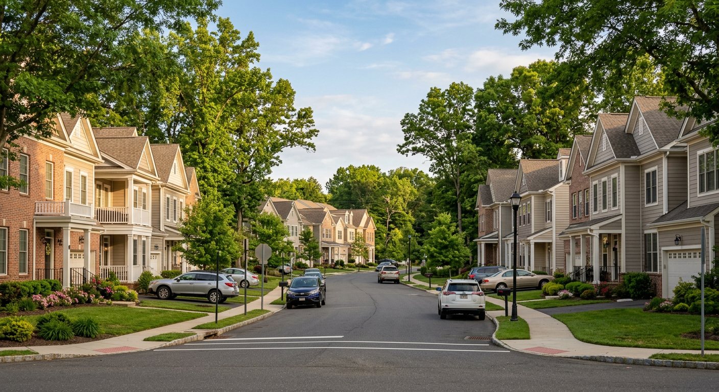 Established tree-lined residential neighborhood in East Brunswick, NJ